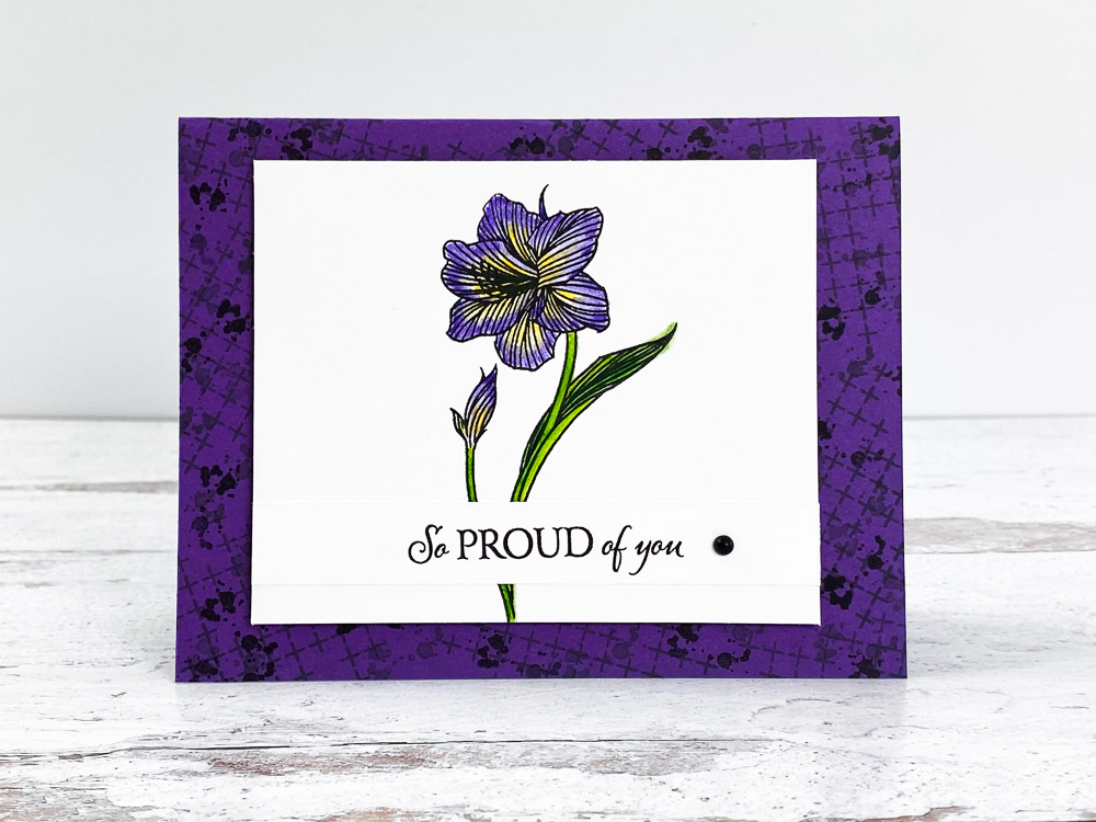 homemade-card-with-amaryllis-abloom-in-purple