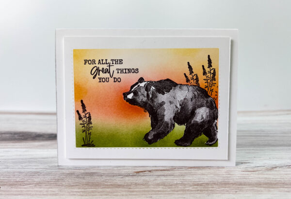 this-masculine-card-features-bear-with-sponged-sunset-colored-background